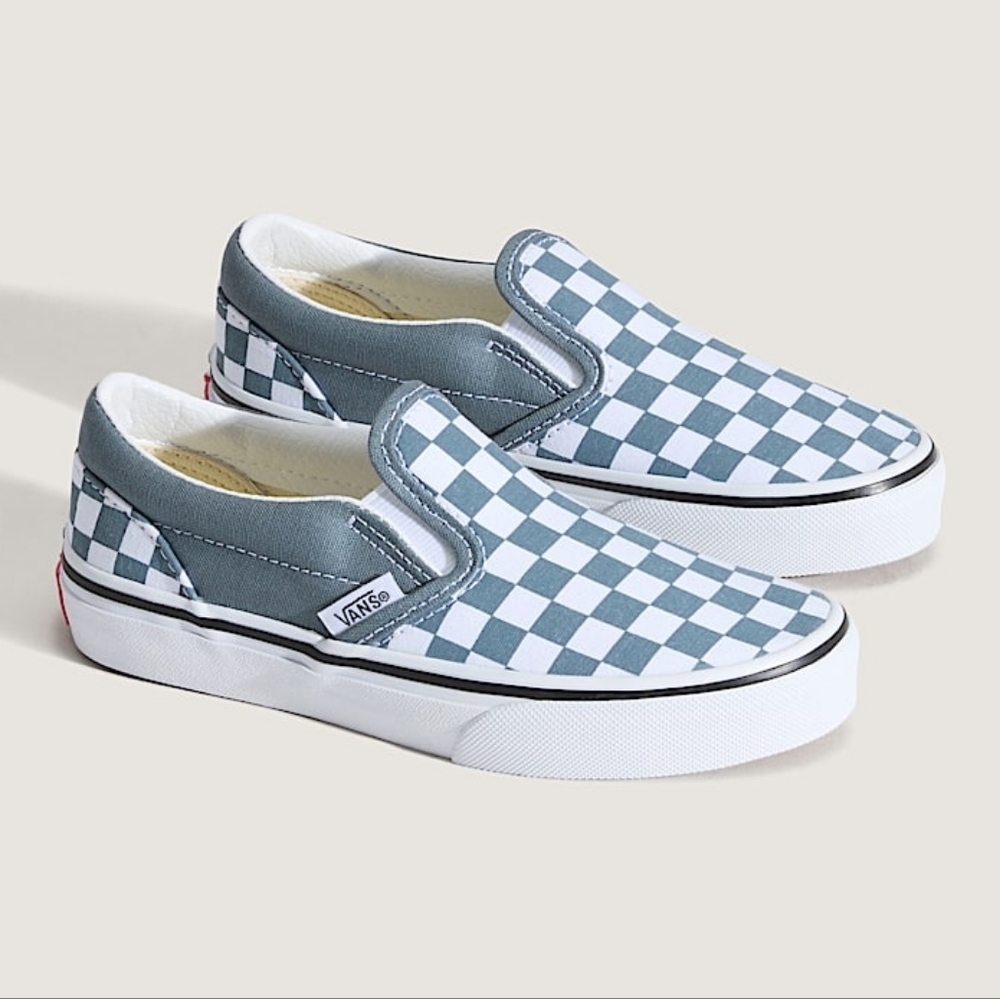 NWT Sz 11.5 Little Kids Classic Slip-on Color Theory Checkerboard Shoe Stormy